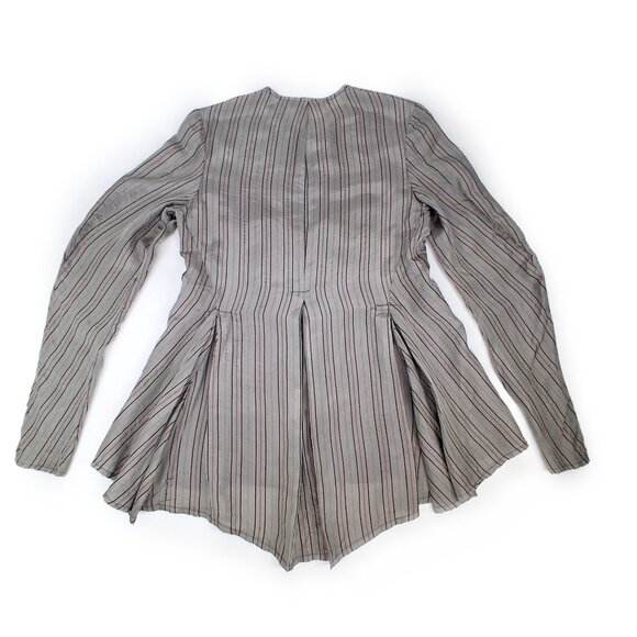 Shack Incorporated J Morgan Puett Taupe Striped Rayon Tunic Top Long Sleeve  S - Picture 8 of 11